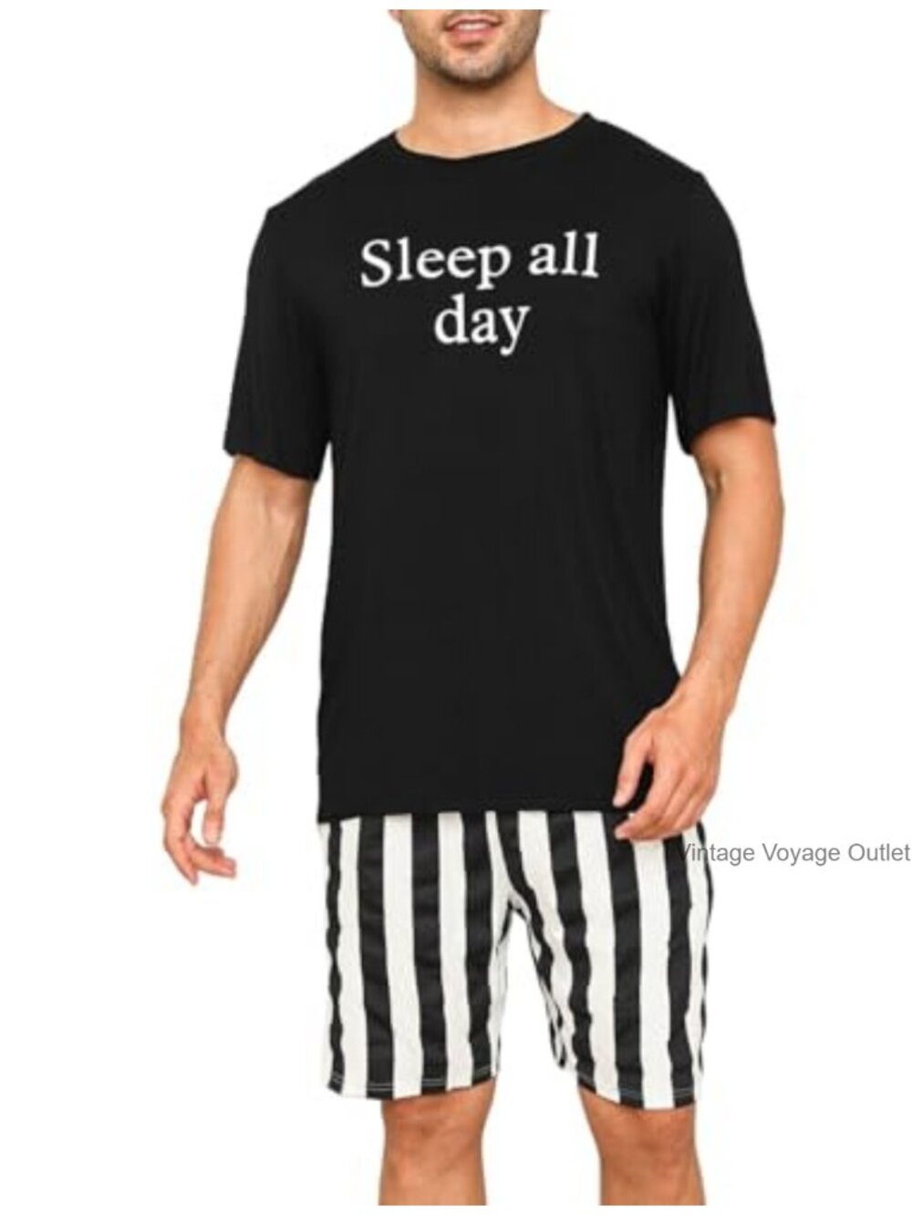 Mens Modal Pajama Set Short Sleeve Printed Lounge 2 Piece